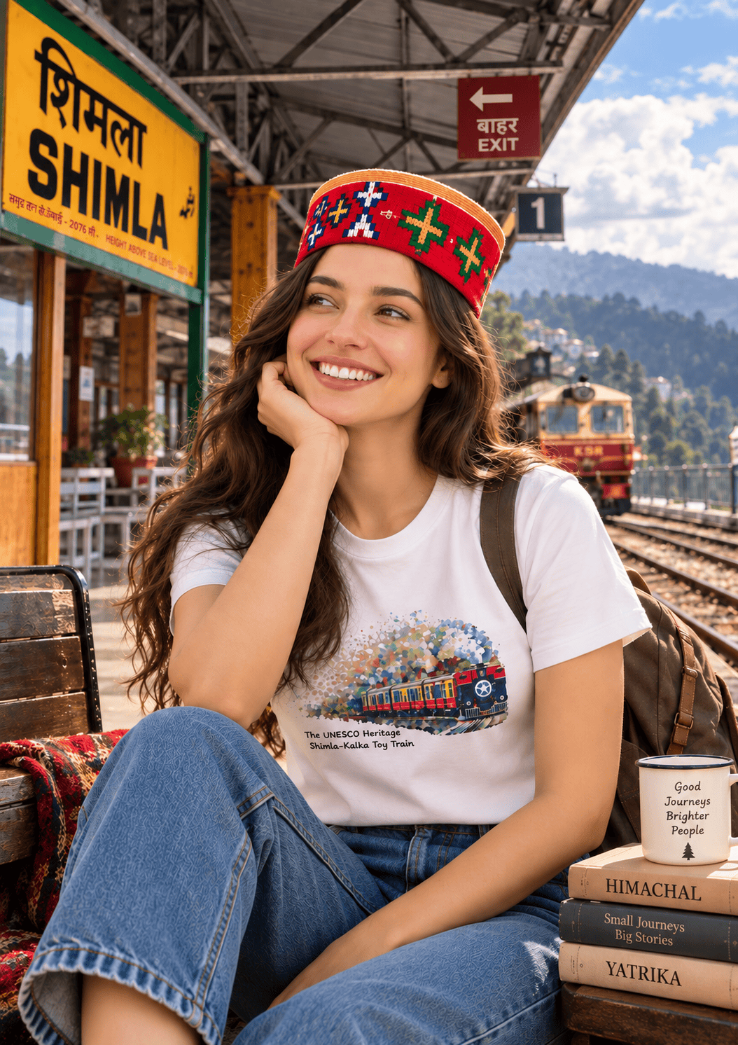The Memory — Kalka-Shimla Railway tee with Himachali topi